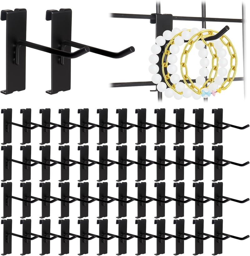 Alffun 50 Pack Grid Wall Hooks, 4 Inch Heavy Duty Wire Grid Display Hooks, Gridwall Accessories for Retail, Craft Shows, Garage Storage, and Home Organization, Black - Image 1